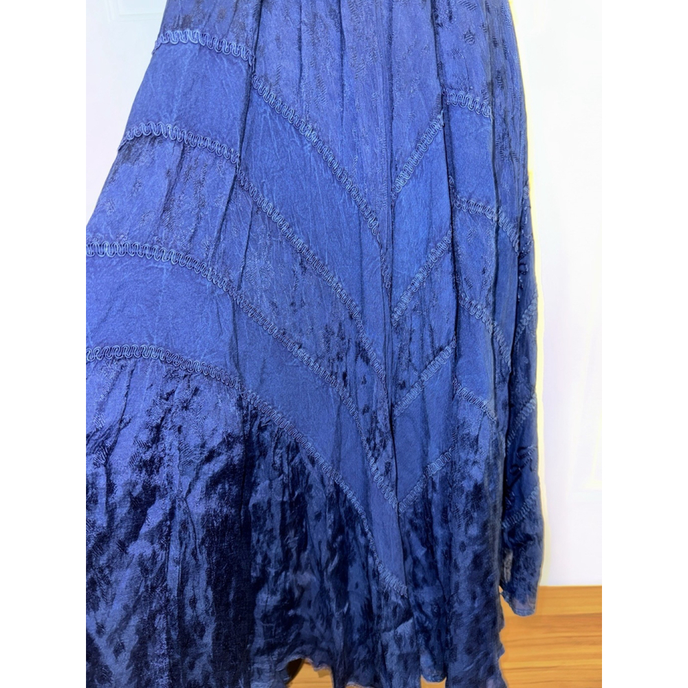 Western Prairie Lace-Up Midi Dress Embroidered Boho Cowgirl Festival - Picture 8 of 10